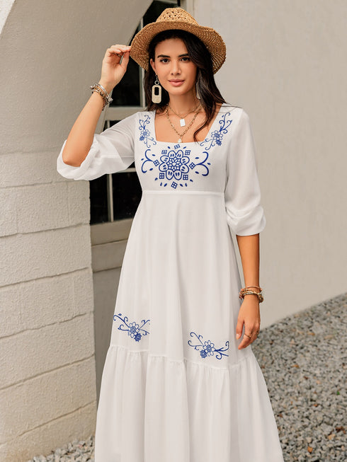 printed-square-neck-balloon-sleeve-dress OhSoStyled - Sophia's Style-4